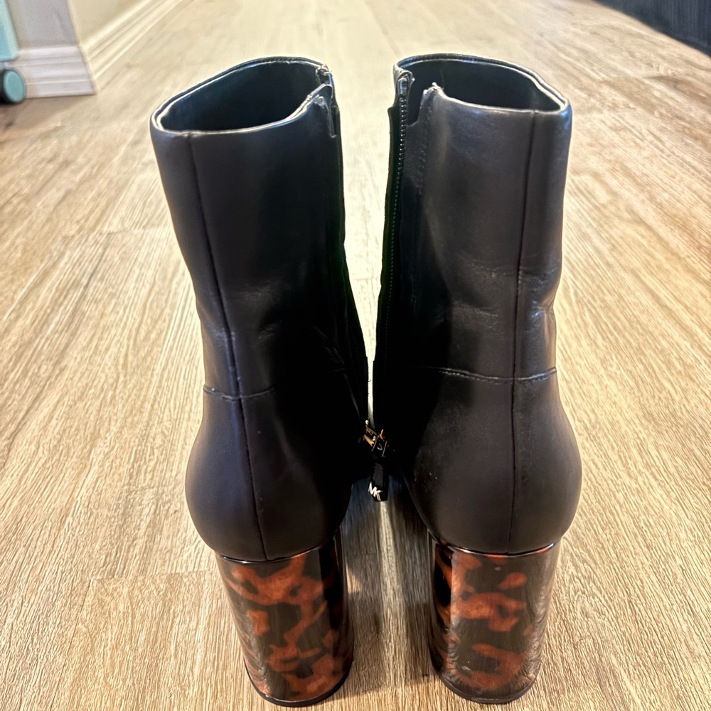 Black Michael Kors Ankle Boots with Tortoise Shell Heel